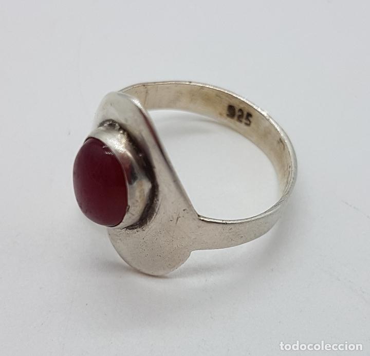 Joyeria: Anillo antiguo en plata de ley contrastada y cabuj&oacute;n de &aacute;gata roja . - Foto 5