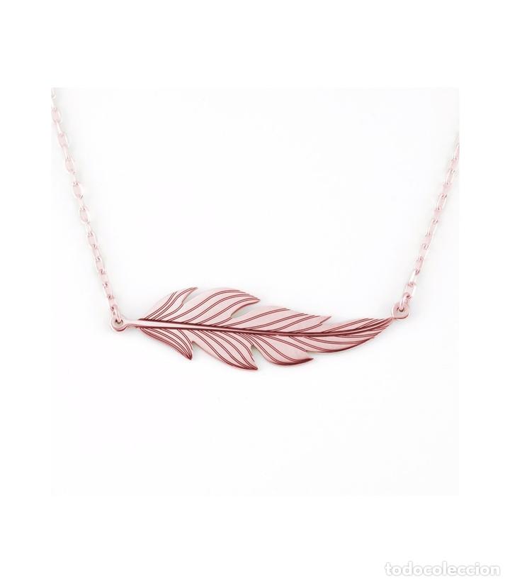 Joyeria: Colgante pluma plata oro rosa - Foto 1