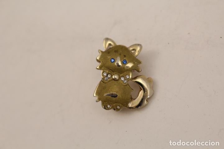 Joyeria: broche con gato en plata dorada - Foto 6