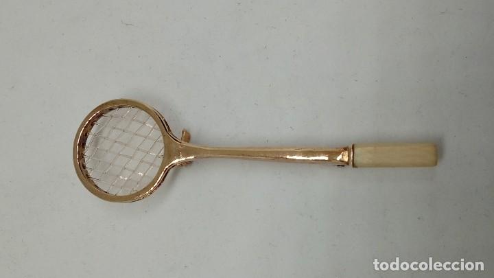 Joyeria: BROCHE RAQUETA PLATA BA&Ntilde;ADA ORO - Foto 1