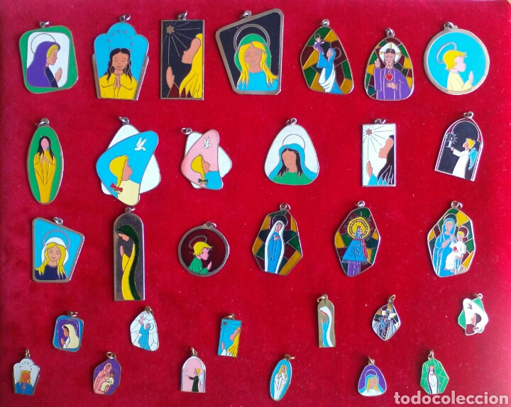 Joyeria: GRAN LOTE 31 MEDALLAS RELIGIOSAS POLICROMADAS