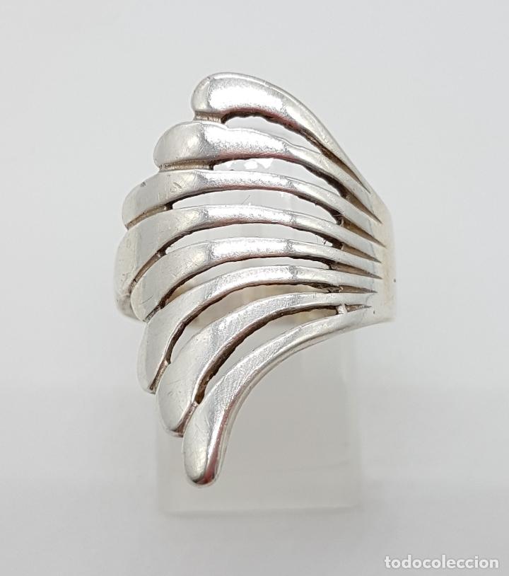Joyeria: Gran anillo vintage de dise&ntilde;o en plata de ley . - Foto 2