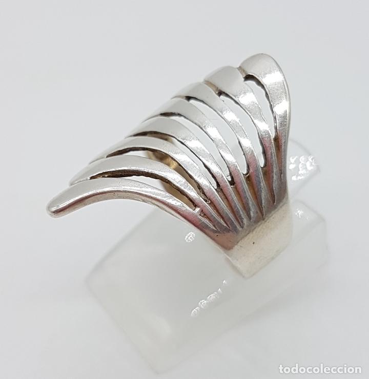 Joyeria: Gran anillo vintage de dise&ntilde;o en plata de ley . - Foto 3