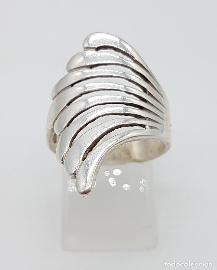 Joyeria: Gran anillo vintage de dise&ntilde;o en plata de ley . - Foto 4
