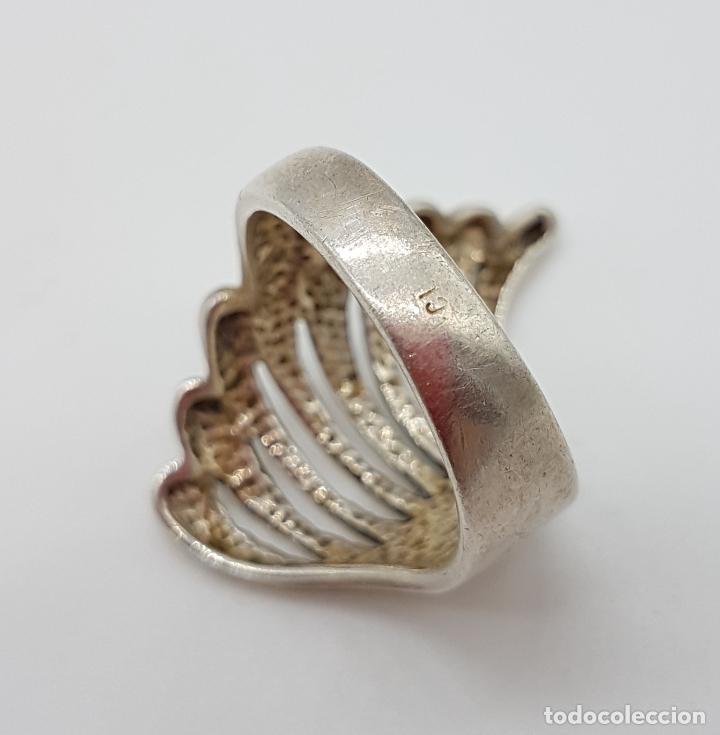 Joyeria: Gran anillo vintage de dise&ntilde;o en plata de ley . - Foto 5