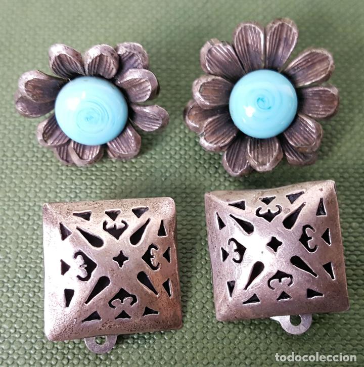 Joyeria: SET DE PENDIENTES DE SE&Ntilde;ORA EN PLATA. CIRCA 1950. - Foto 1