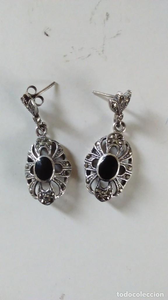 Joaillerie: Pareja de pendientes largos de plata con contraste 925. Moda a&ntilde;os 40