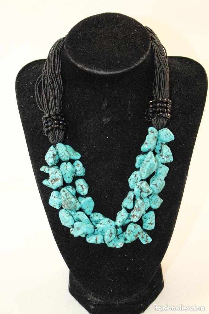 Joyeria: COLLAR DE HILOS DE AZABACHE Y TURQUESAS - Foto 2