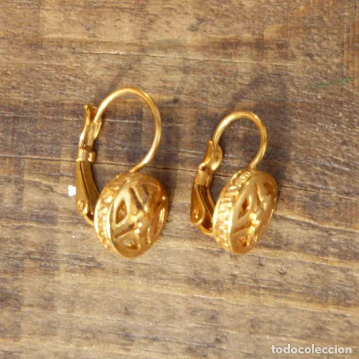 Joyeria: Pendientes vintage cierre catal&aacute;n y ba&ntilde;o de oro - Foto 2