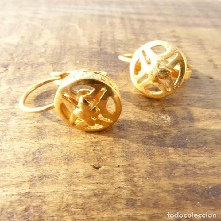 Joyeria: Pendientes vintage cierre catal&aacute;n y ba&ntilde;o de oro - Foto 3