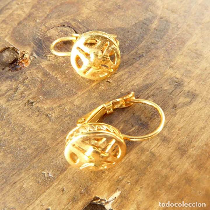 Joyeria: Pendientes vintage cierre catal&aacute;n y ba&ntilde;o de oro - Foto 4