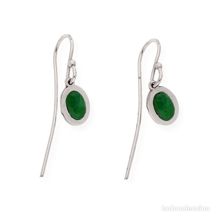 Joyeria: Pendientes de Plata de Ley con Esmeraldas - Foto 1