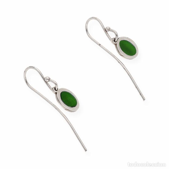 Joyeria: Pendientes de Plata de Ley con Esmeraldas - Foto 2