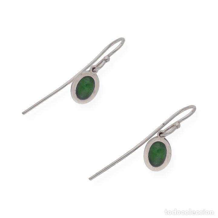 Joyeria: Pendientes de Plata de Ley con Esmeraldas - Foto 3