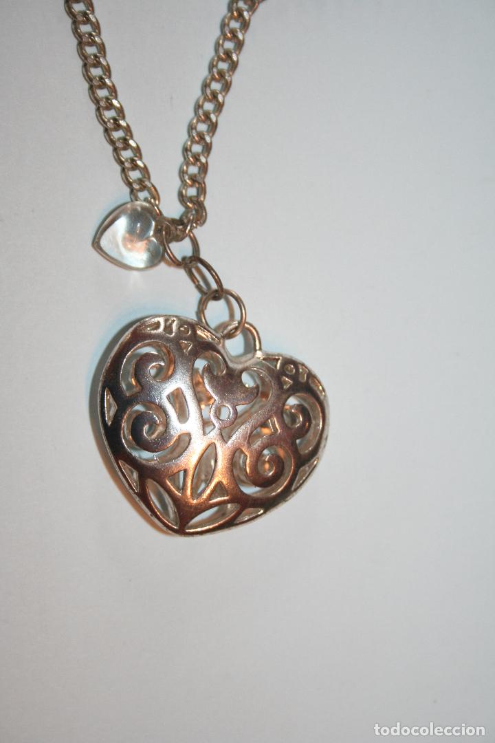 Joyeria: COLLAR VINTAGE CON CORAZON PLATEADO Y ABALORIOS *** COMPLEMENTO - Foto 2