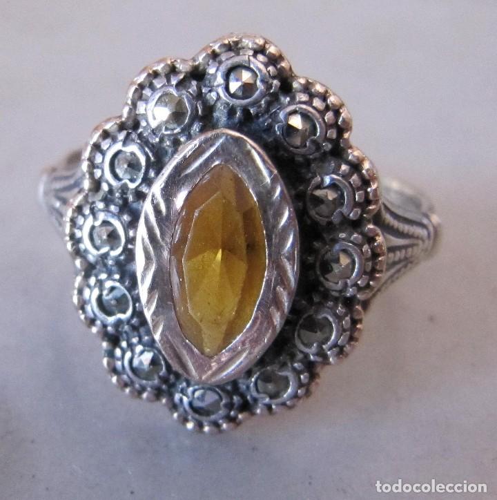 Joyeria: anillo sortija con citrino y marcasitas con marcas - Foto 3 - 121430051