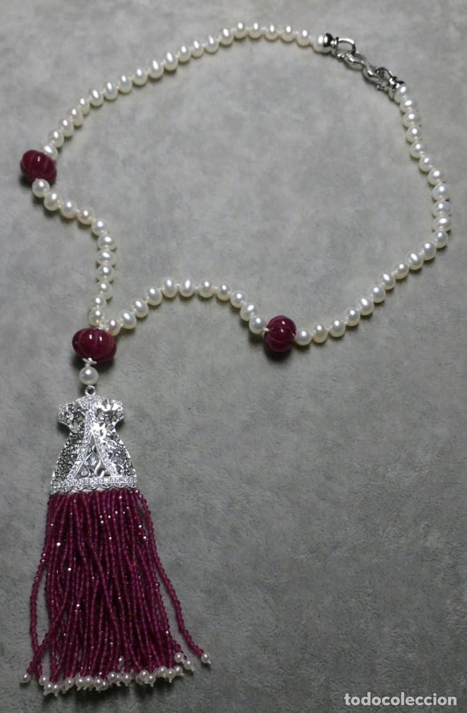 Joyeria: COLLAR PERLA, RUB&Iacute;ES Y KIMONO CHINO. - Foto 1