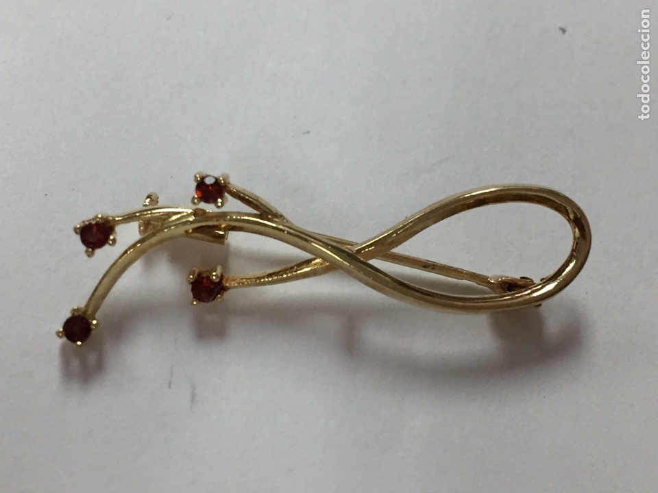 Joyeria: Broche de plata chapada con 4 granates /B31 - Foto 1