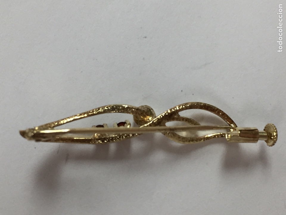 Joyeria: Broche de plata chapada con 2 granates y una perla /B31 - Foto 2