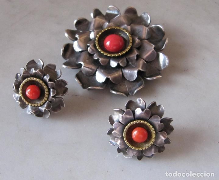 Joyeria: conjunto broche y pendientes plata a&ntilde;os 30 - Foto 1