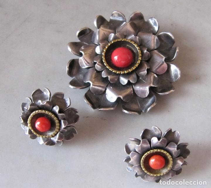Joyeria: conjunto broche y pendientes plata a&ntilde;os 30 - Foto 2