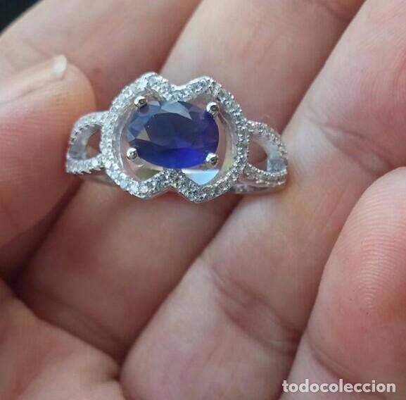 Joyeria: Anillo en Plata de Ley, Zafiro y Topacios blancos - Foto 8