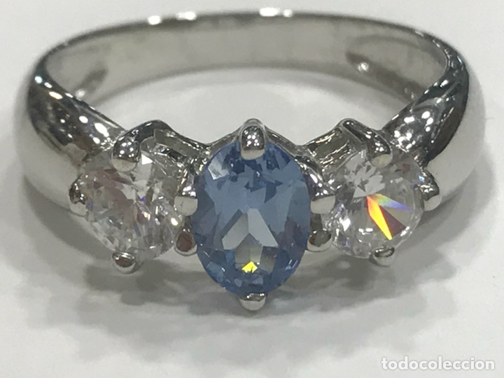 Joyeria: Sortija de Oro Blanco con Aguamarina - Foto 1