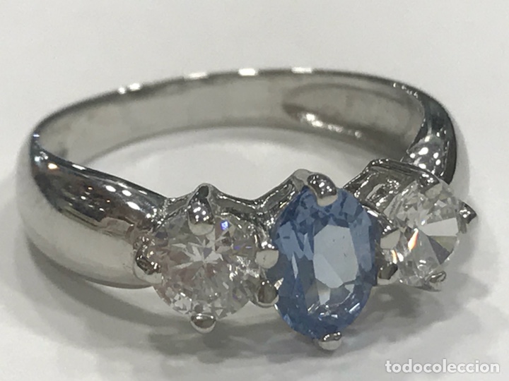Joyeria: Sortija de Oro Blanco con Aguamarina - Foto 2