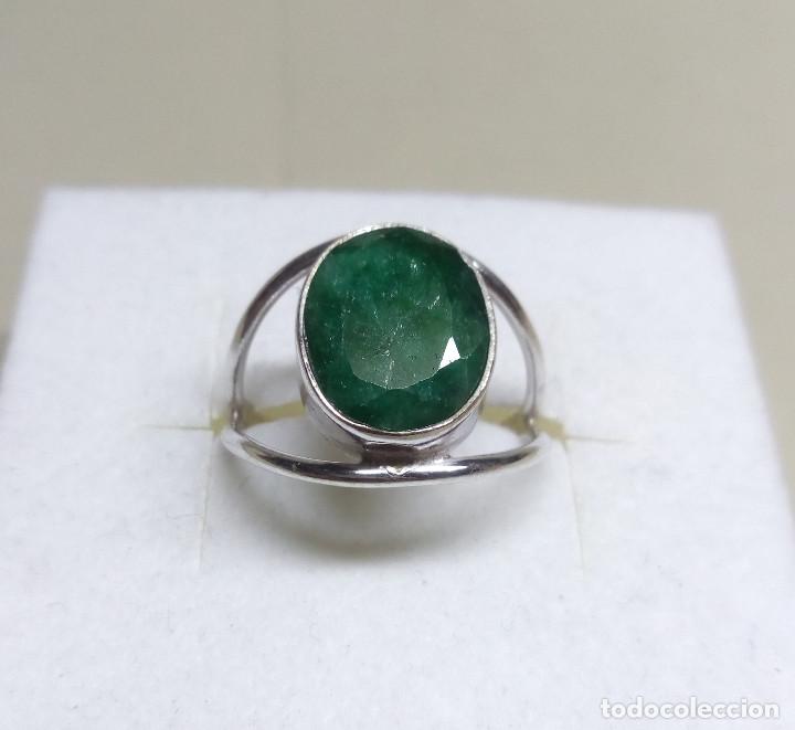 Joyeria: ANILLO (TALLA 16) DE PLATA DE LEY CON ESMERALDA - Foto 2