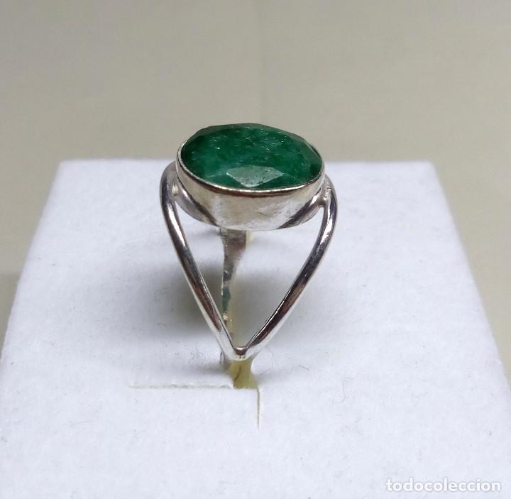 Joyeria: ANILLO (TALLA 16) DE PLATA DE LEY CON ESMERALDA - Foto 3