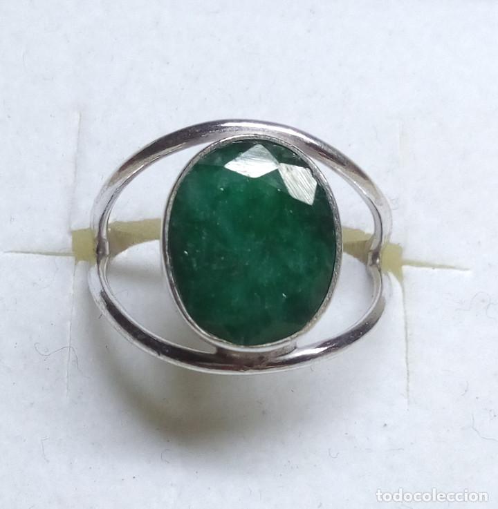 Joyeria: ANILLO (TALLA 16) DE PLATA DE LEY CON ESMERALDA - Foto 4