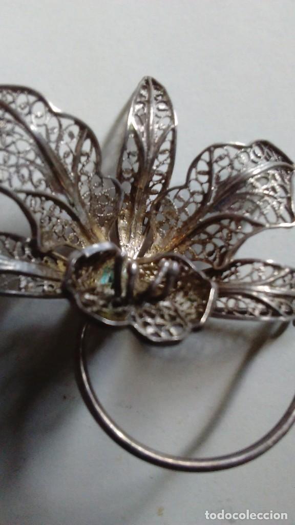 Joyeria: Antiguo broche de filigrana de plata en forma de flor - Foto 1