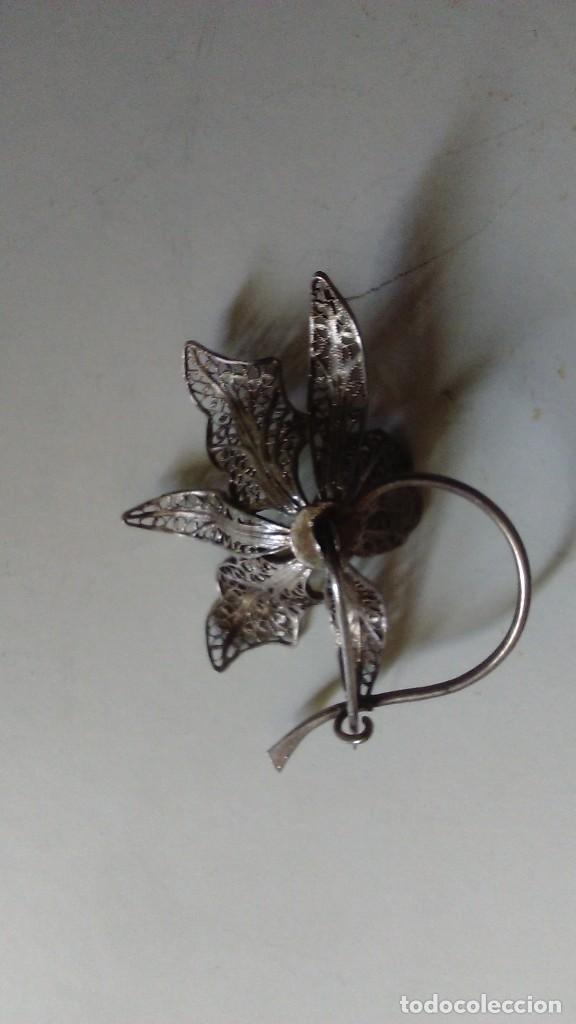 Joyeria: Antiguo broche de filigrana de plata en forma de flor - Foto 6