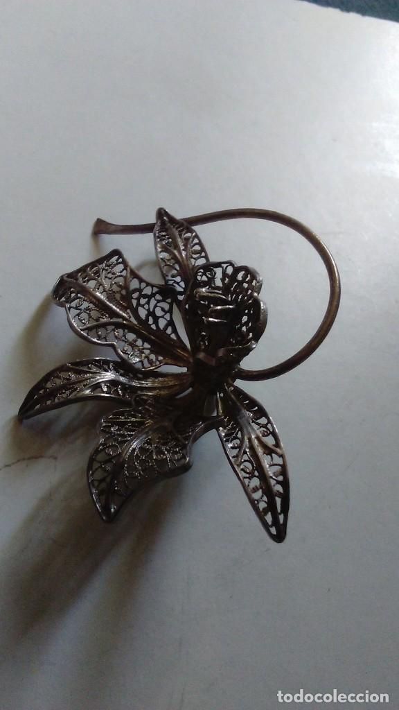 Joyeria: Antiguo broche de filigrana de plata en forma de flor - Foto 10