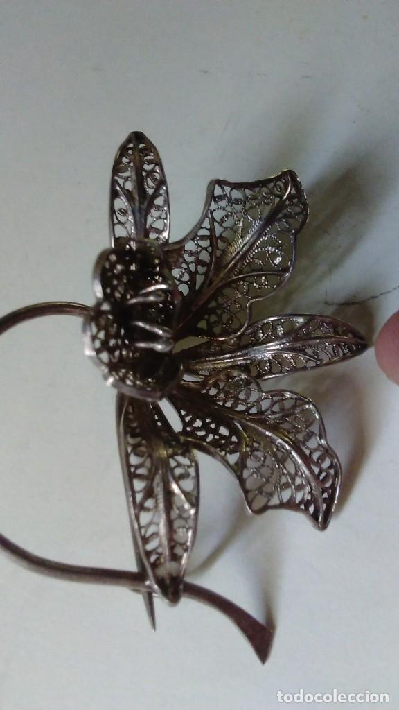 Joyeria: Antiguo broche de filigrana de plata en forma de flor - Foto 11
