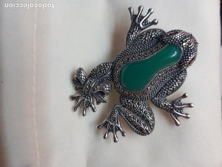 Joyeria: Antiguo broche de plata con crisoprasos. - Foto 3