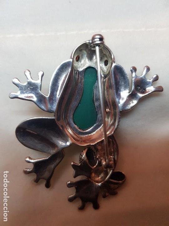 Joyeria: Antiguo broche de plata con crisoprasos. - Foto 5