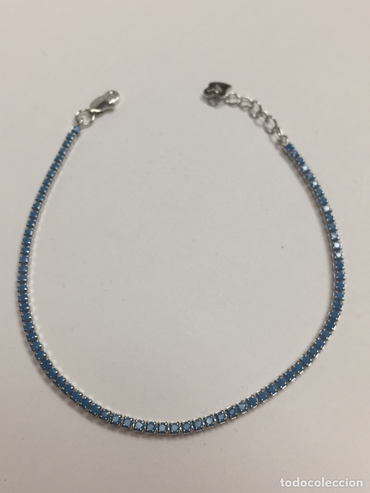 Joyeria: Pulsera tipo Riviere de plata y turquesas sint&eacute;ticas - Foto 1