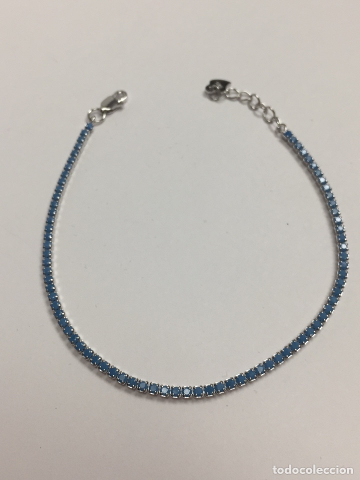 Joyeria: Pulsera tipo Riviere de plata y turquesas sint&eacute;ticas - Foto 2
