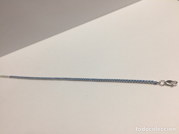 Joyeria: Pulsera tipo Riviere de plata y turquesas sint&eacute;ticas - Foto 6