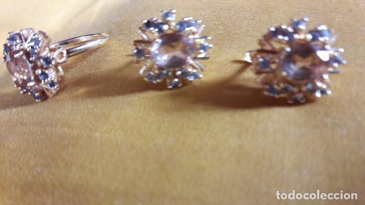 Joalharia: PRECIOSOS PENDIENTES Y ANILLO DE BISUTERIA. CONJUNTO DE PENDIENTES Y ANILLO CON LA CAJA ORIGINAL