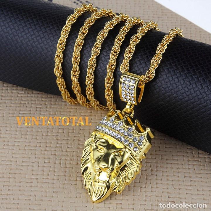 cadena cordon vintage colgante leon con zafiros - Antike Halsketten in todocoleccion