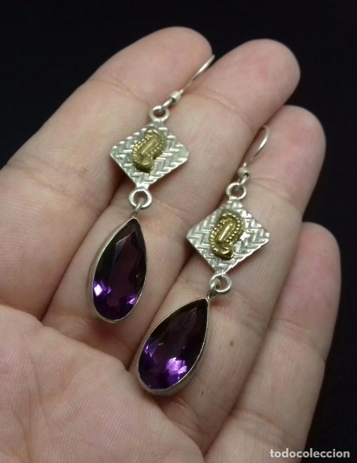 Joyeria: Pendiente en Plata de Ley y Amatistas - Foto 4
