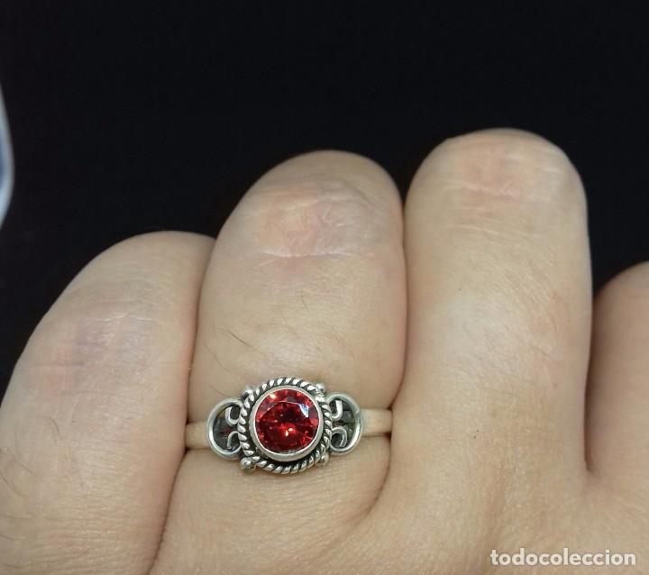 Joyeria: Anillo Vintage en Plata de Ley y Granate - Foto 5