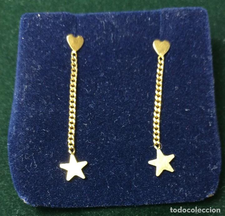 Joyeria: PENDIENTES ORO AMARILLO 18K CON FORMA DE CORAZON , CADENA Y ESTRELLA - Foto 5