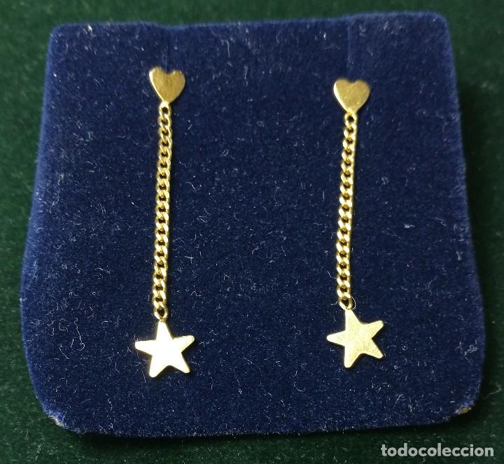 Joyeria: PENDIENTES ORO AMARILLO 18K CON FORMA DE CORAZON , CADENA Y ESTRELLA - Foto 10