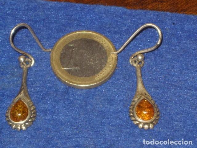 Joyeria: PENDIENTES LAGRIMAS DE PLATA CONTRASTADA Y AMBAR. - Foto 1