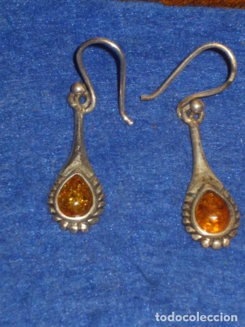 Joyeria: PENDIENTES LAGRIMAS DE PLATA CONTRASTADA Y AMBAR. - Foto 2