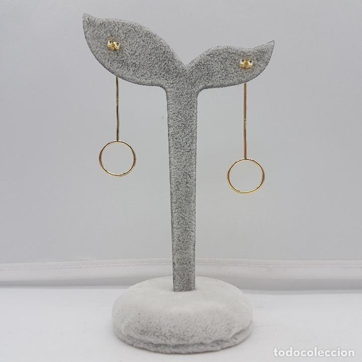 Joyeria: Pendientes de dise&ntilde;o sofisticado en plata de ley sobredorada en oro de 18k y perlas . - Foto 4