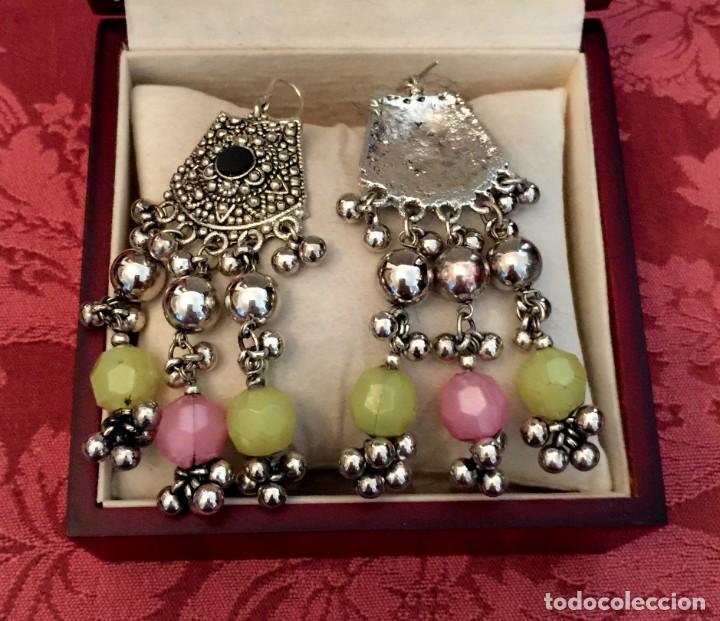 Joyeria: PENDIENTES LARGOS HINDUES DE ALPACA - 37 GRAMOS. - Foto 2